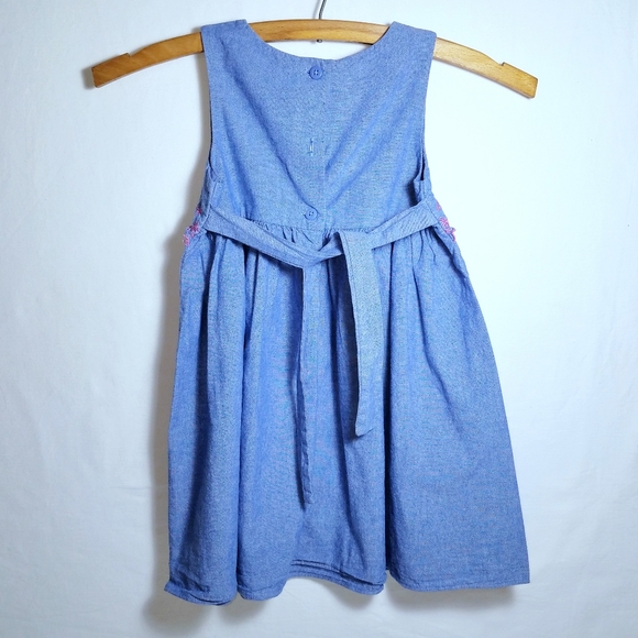 Good Lad Blue Denim Style Summer Dress w/Pink Embroidered Stars Girls Sz 4T EUC - Picture 4 of 8